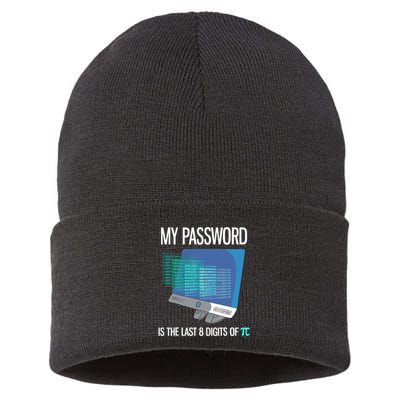 My Password Is The Last 8 Digits Of Pi Funny Programmer Sustainable Knit Beanie