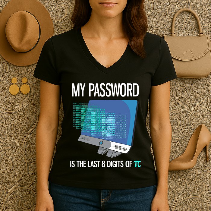 My Password Is The Last 8 Digits Of Pi Funny Programmer Women's V-Neck T-Shirt