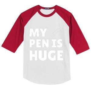 My Pen Is Huge Kids Colorblock Raglan Jersey