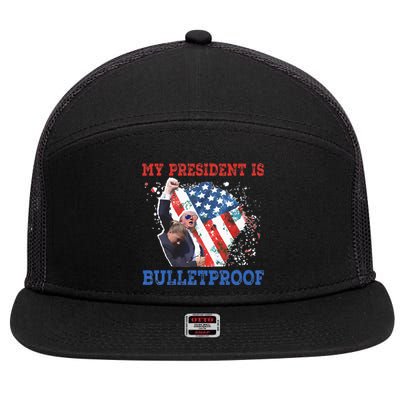 My President Is Bulletproof 7 Panel Mesh Trucker Snapback Hat