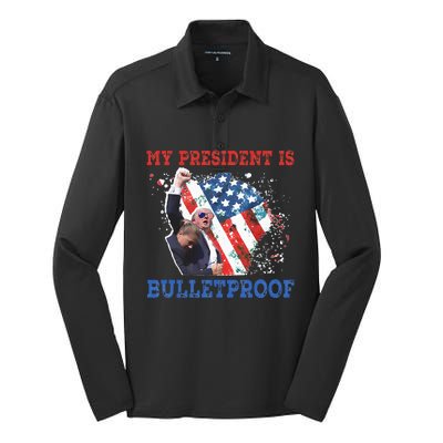 My President Is Bulletproof Silk Touch Performance Long Sleeve Polo