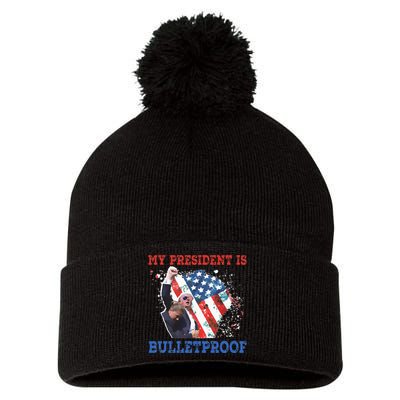 My President Is Bulletproof Pom Pom 12in Knit Beanie