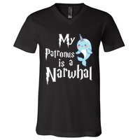 My Patronus Is A Narwhal Wo Narwhal Lovers Girl Gift V-Neck T-Shirt