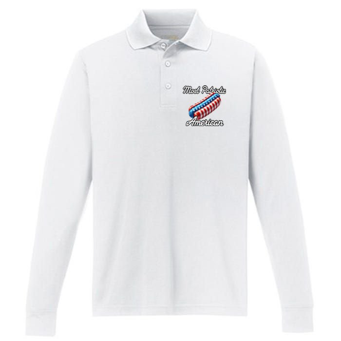 Most Patriotic In America Celebrating July 4th Performance Long Sleeve Polo