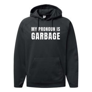 My Pronoun Is Garbage Sarcastic Trump Vance Supporters Maga Performance Fleece Hoodie