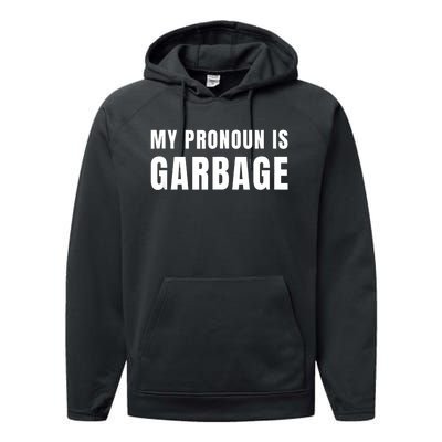 My Pronoun Is Garbage Sarcastic Trump Vance Supporters Maga Performance Fleece Hoodie