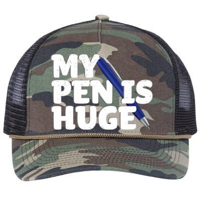 My Pen Is Huge Adult Humor Inappropriate Dirty Joke Retro Rope Trucker Hat Cap