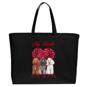 My Poodle Is My Valentine Dog Lover Valentines Day Gift Cotton Canvas Jumbo Tote