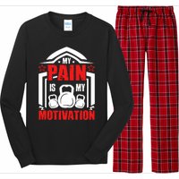 My Pain Is My Motivation Fitness Graphic Long Sleeve Pajama Set