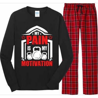 My Pain Is My Motivation Fitness Graphic Long Sleeve Pajama Set