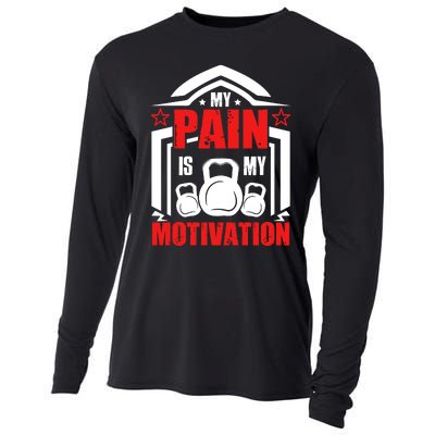 My Pain Is My Motivation Fitness Graphic Cooling Performance Long Sleeve Crew