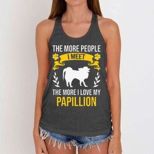 More People I Meet More I Love Papillion Dog Lover Women's Knotted Racerback Tank