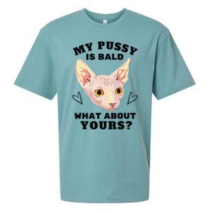 My Pussy Is Bald What About Yours Funny Cat Sueded Cloud Jersey T-Shirt