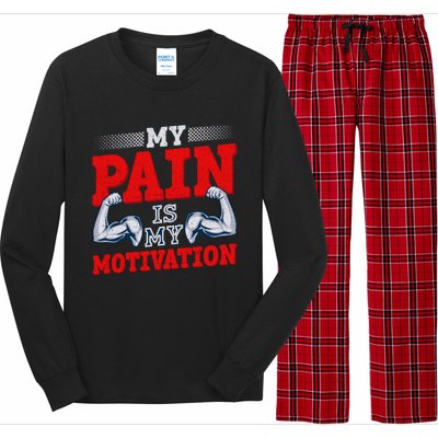 My Pain Is My Motivation Fitness Motto Long Sleeve Pajama Set