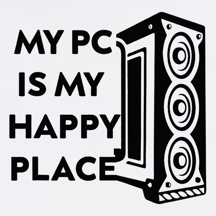 My Pc Is My Happy Place Flat Bill Trucker Hat
