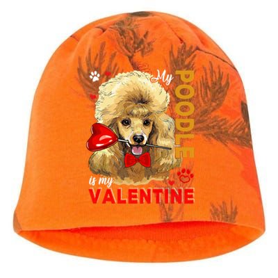 My Poodle Is My Valentine Cute Dog Holding Heart Lover Gift Kati - Camo Knit Beanie