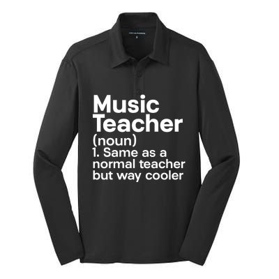 Music Professor Instrut School Gift Definition Music Teacher Gift Silk Touch Performance Long Sleeve Polo