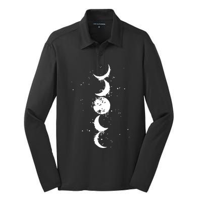 Moon Phase Jimin Tattoo Inspired Silk Touch Performance Long Sleeve Polo