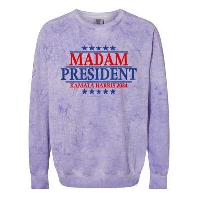 Madam President Kamala Harris 2024 Vote Democrat Beat Trump Colorblast Crewneck Sweatshirt