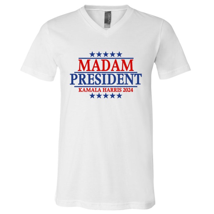 Madam President Kamala Harris 2024 Vote Democrat Beat Trump V-Neck T-Shirt