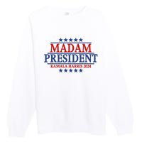 Madam President Kamala Harris 2024 Vote Democrat Beat Trump Premium Crewneck Sweatshirt