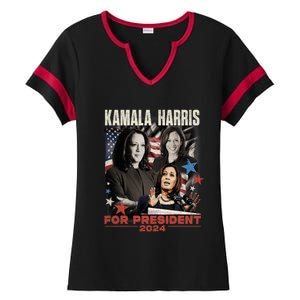 Madam President Kamala Harris WeRe Not Going Back 2024 Ladies Halftime Notch Neck Tee