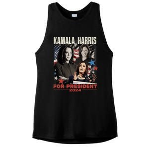 Madam President Kamala Harris WeRe Not Going Back 2024 Ladies PosiCharge Tri-Blend Wicking Tank