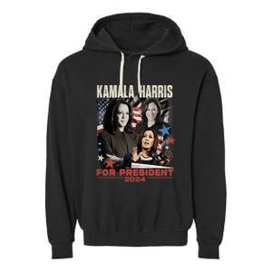 Madam President Kamala Harris WeRe Not Going Back 2024 Garment-Dyed Fleece Hoodie