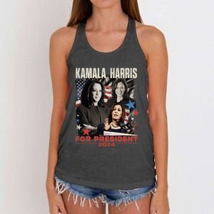 Madam President Kamala Harris WeRe Not Going Back 2024 Women's Knotted Racerback Tank