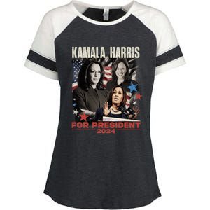 Madam President Kamala Harris WeRe Not Going Back 2024 Enza Ladies Jersey Colorblock Tee