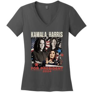 Madam President Kamala Harris WeRe Not Going Back 2024 Women's V-Neck T-Shirt