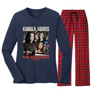 Madam President Kamala Harris WeRe Not Going Back 2024 Women's Long Sleeve Flannel Pajama Set 