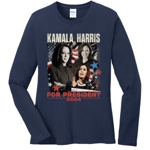 Madam President Kamala Harris WeRe Not Going Back 2024 Ladies Long Sleeve Shirt