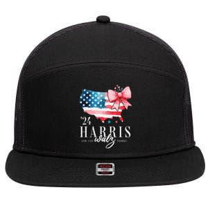 Madam President Kamala Harris 2024 Coquette Clothes Tim Walz 7 Panel Mesh Trucker Snapback Hat