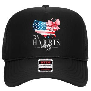 Madam President Kamala Harris 2024 Coquette Clothes Tim Walz High Crown Mesh Back Trucker Hat