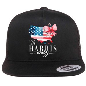 Madam President Kamala Harris 2024 Coquette Clothes Tim Walz Flat Bill Trucker Hat