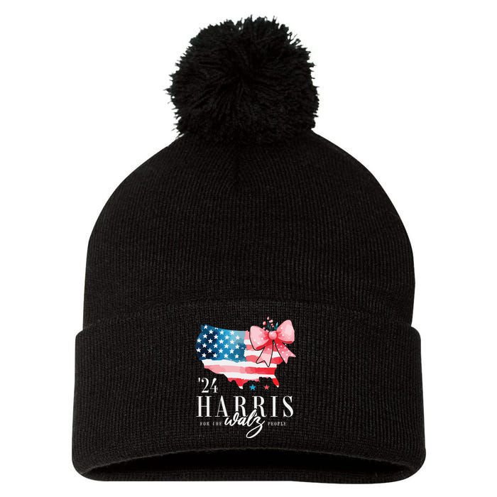 Madam President Kamala Harris 2024 Coquette Clothes Tim Walz Pom Pom 12in Knit Beanie