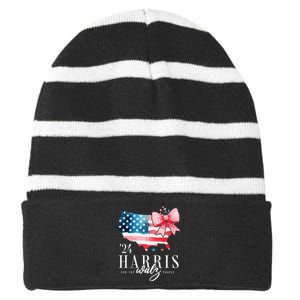 Madam President Kamala Harris 2024 Coquette Clothes Tim Walz Striped Beanie with Solid Band