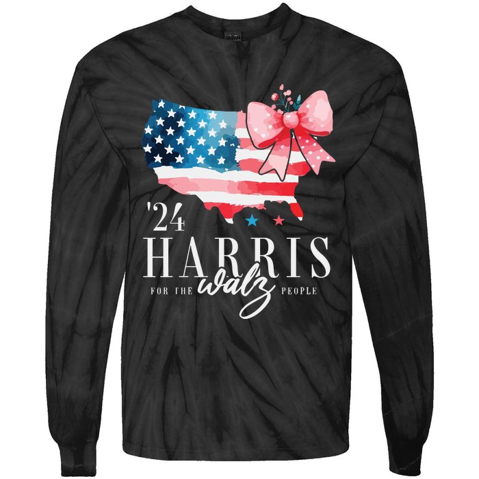 Madam President Kamala Harris 2024 Coquette Clothes Tim Walz Tie-Dye Long Sleeve Shirt