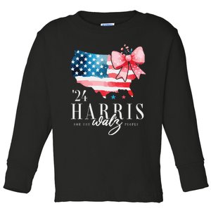 Madam President Kamala Harris 2024 Coquette Clothes Tim Walz Toddler Long Sleeve Shirt