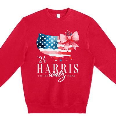 Madam President Kamala Harris 2024 Coquette Clothes Tim Walz Premium Crewneck Sweatshirt