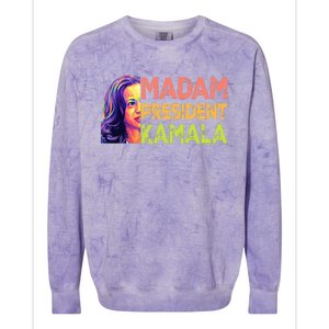 Madam President Kamala Harris 2024 Colorblast Crewneck Sweatshirt