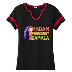 Madam President Kamala Harris 2024 Ladies Halftime Notch Neck Tee