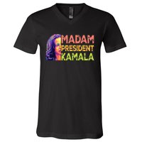 Madam President Kamala Harris 2024 V-Neck T-Shirt