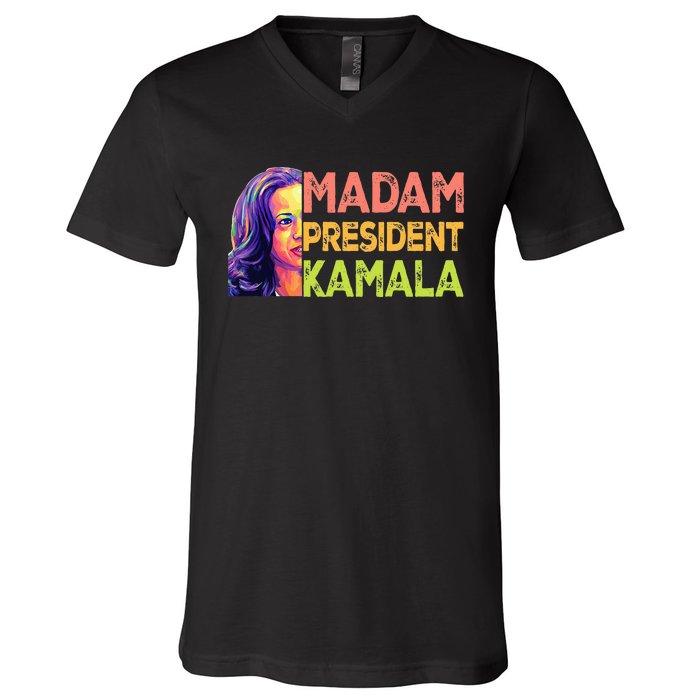 Madam President Kamala Harris 2024 V-Neck T-Shirt