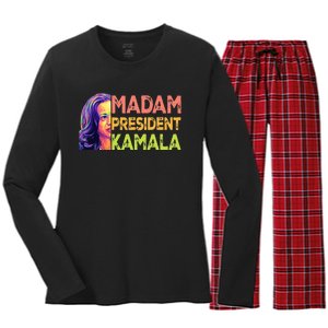 Madam President Kamala Harris 2024 Women's Long Sleeve Flannel Pajama Set 