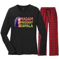 Madam President Kamala Harris 2024 Women's Long Sleeve Flannel Pajama Set 