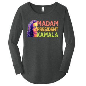 Madam President Kamala Harris 2024 Women's Perfect Tri Tunic Long Sleeve Shirt