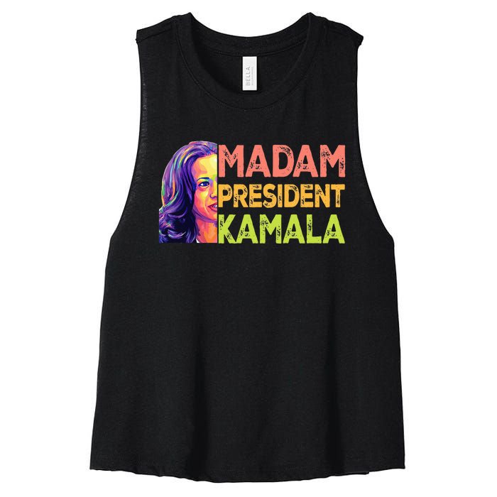 Madam President Kamala Harris 2024 Women's Racerback Cropped Tank