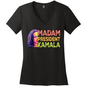 Madam President Kamala Harris 2024 Women's V-Neck T-Shirt